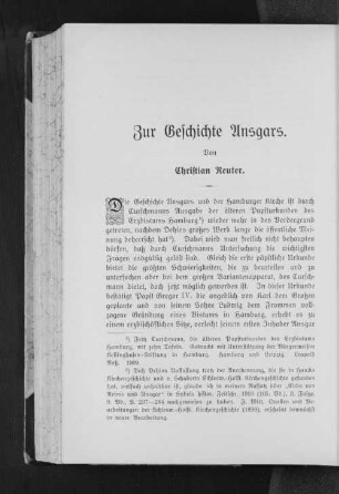 Zur Geschichte Ansgars