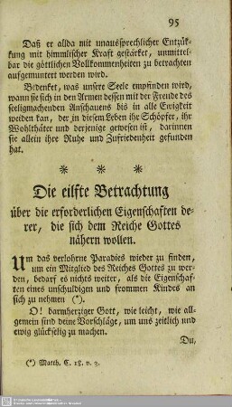 Die eilfte Betrachtung über die erforderlichen Eigenschaften derer, die sich dem Reiche Gottes nähern wollen