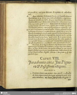 Caput VIII. Iura domus circa Ius Pignoris & Possessionis allegans