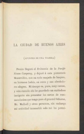 La ciudad de Buenos Aires : (Apuntes de una viajera)