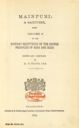 Vol. 10: Mainpuri : a gazetteer