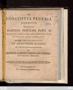 De Constitvta Pecvnia : Dissertatio