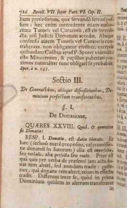 Sectio III. De Contractibus, aliisque dispositionibus, Dominium perfectum transferentibus.