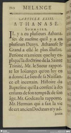 Article XXIII. Athanase