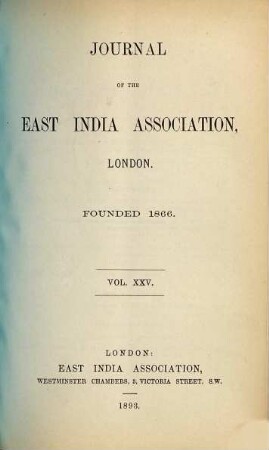 Journal of the East India Association. 25. 1893