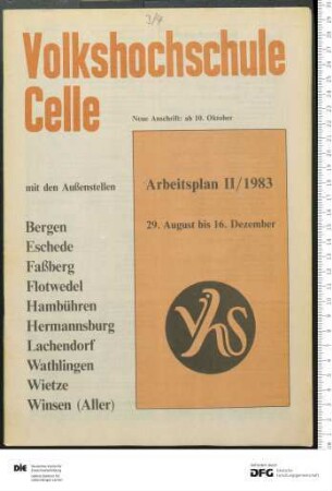 Programm 2. Semester 1983