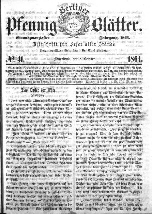 No. 41, Sonnabend, den 8. October 1864