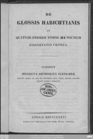 De glossis Habichtianis in quatuor priores tomos MI Noctium : Dissertatio critica