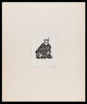 Holzschnitt des Künstlers Uwe Topper, Titel: Sitzende Gestalt, 1965
