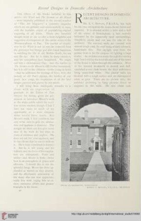 Recent designs in domestic architecture