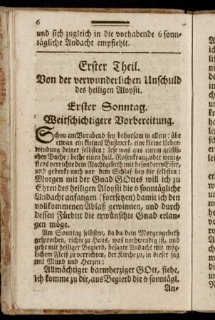 Erster Theil. Von der verwunderlichen Unschuld des heiligen Aloysii.