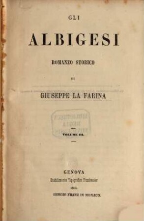 Gli Albigesi : romanzo storico. 3