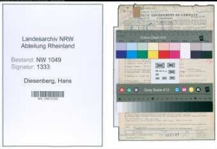 Entnazifizierung Hans Diesenberg , geb. 24.08.1912 (Studienrat)