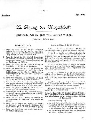 22. Sitzung der Bürgerschaft.