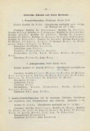 Städtische Schulen und deren Personal