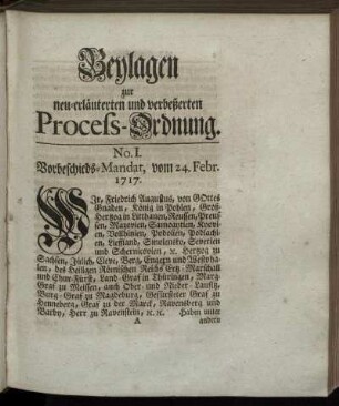 Beylagen zur neu-erläuterten und verbeßerten Process-Ordnung.