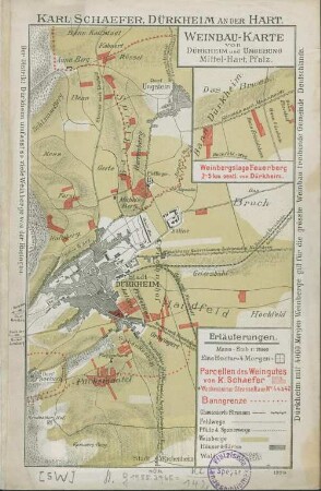 Weinbau-Karte von Dürkheim und Umgebung, Mittel-Hart, Pfalz