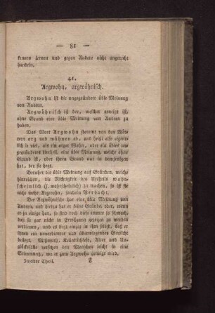 41. Argwohn, argwöhnlich.