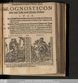 Bartolemæi Sculteti Philom. Gorl. Prognosticon vber das Jahr nach Christi Geburt 1606. ...