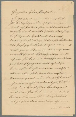 Brief von Johann Friedrich Welsch (1796-1871) an die Direktion des Naglerschen Künstlerlexikons - BSB Autogr. Welsch, Johann Friedrich