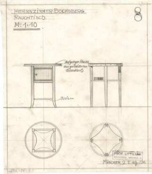 Littmann, Max; Bocksberg; Hofgut, Landhaus - Rauchtisch im Herrenzimmer (Ansichten)