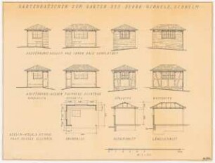 Garten Winkels, Wuppertal: Gartenhäuschen: Grundriss, Ansichten, Schnitte 1:50