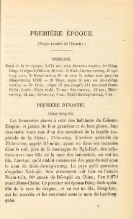 Premère époque. (Temps reculés de l'histoire)