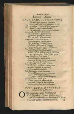 Devotio Quinta. Erga Sanctos vel Sanctas.