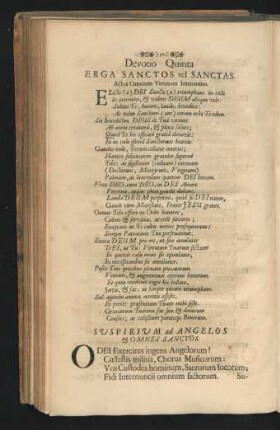 Devotio Quinta. Erga Sanctos vel Sanctas.