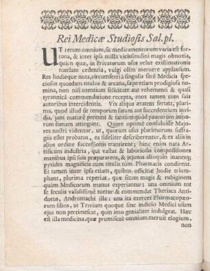 Rei Medicæ Studiosis Sal. pl.