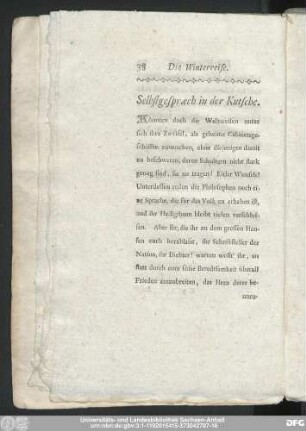Selbstgespräch in der Kutsche.