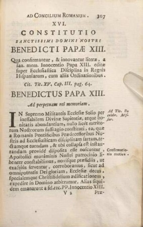 XVI. Constitutio Sanctissimi Domini Nostri Benedicti Papae XIII.