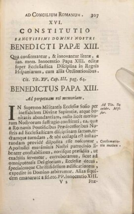 XVI. Constitutio Sanctissimi Domini Nostri Benedicti Papae XIII.