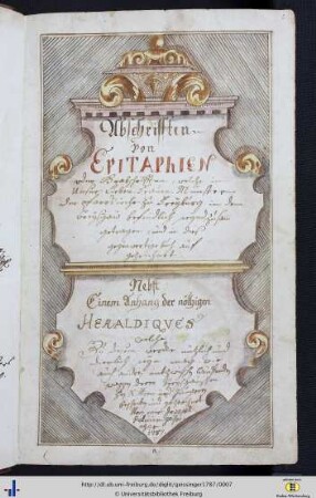 Abschriften von Epitaphien oder Grabschriften des Münsters von Freiburg i. Br. : Nebst einem Anhang der nöthigen Heraldiqves