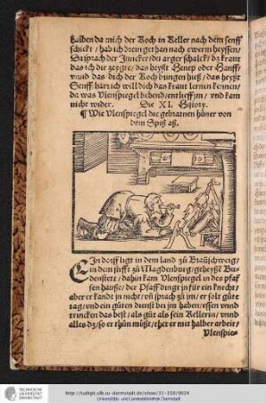 Die XI. History Wie Vlenspiegel die gebratnen hüner von dem Spiß aß