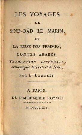 Les Voyages De Sind-Bâd Le Marin, Et La Ruse Des Femmes