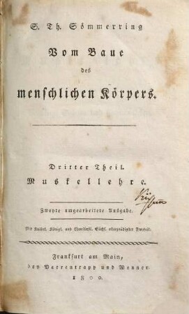 S. Th. Sömmerring Muskellehre oder von den Muskeln, Sehnen und Schleimsäcken