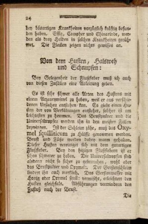 Von dem Husten, Halsweh und Schnupfen: