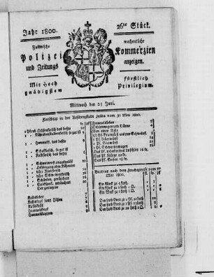 26tes Stück, Ausgabe vom 25. Juni 1800