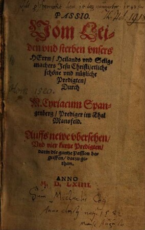 Passio : Vom Leiden und Sterben unsers Herrn