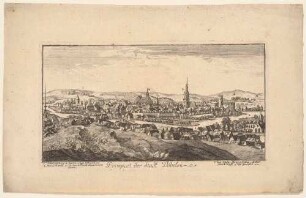 Stadtansicht von Döbeln, mit Legende, aus einer Reihe Dresdner und sächsischer Ansichten von Schlitterlau um 1770