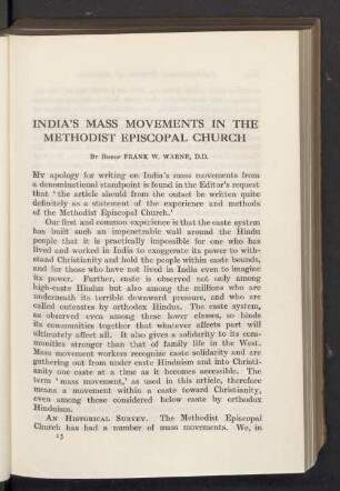 India's mass movements in the methodist episcopal church