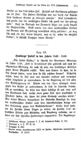 Cap. III. Hamburgs Politik in den Jahren 1548-1550.