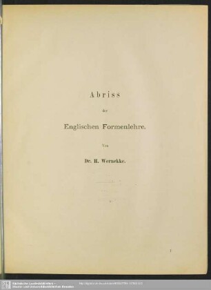 Abriss der englischen Formenlehre