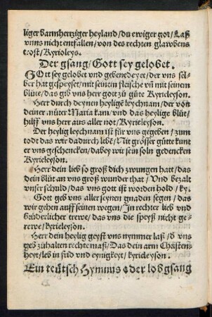 Der gsang/ Gott sey gelobet.