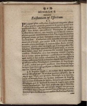 Membrum II. Continens Existentiam & Essentiam.