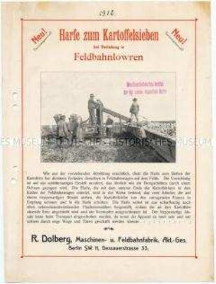 Harfe zum Kartoffelsieben bei Verladung in Feldbahnloren