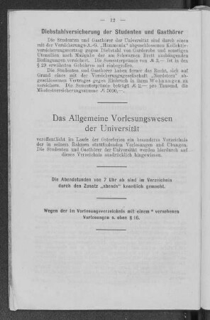 Diebstahlversicherung der Studenten und Gasthörer