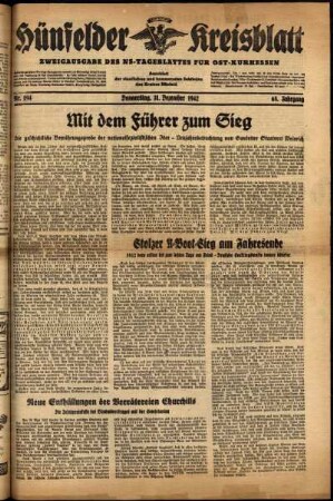 Erste Ausgabe vom Donnerstag, den 31. Dezember 1942.