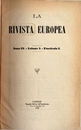 La rivista europea : rivista internazionale. 4,1. 1872/73